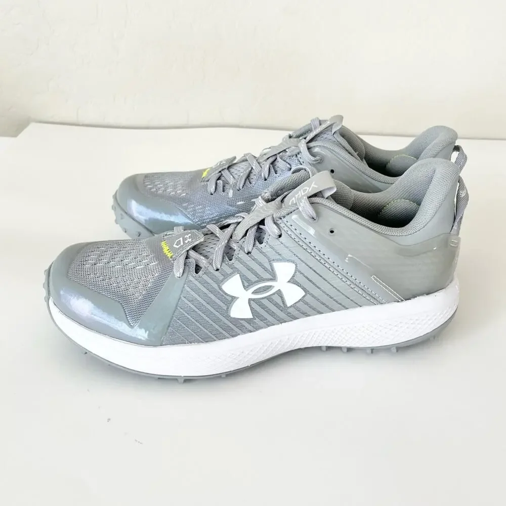 Under Armour yard turf baseball shoes grey white 8 NEW